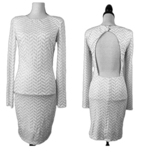 NWT: ARDEN B. Sequin. Silver/White Dress. Sz. L